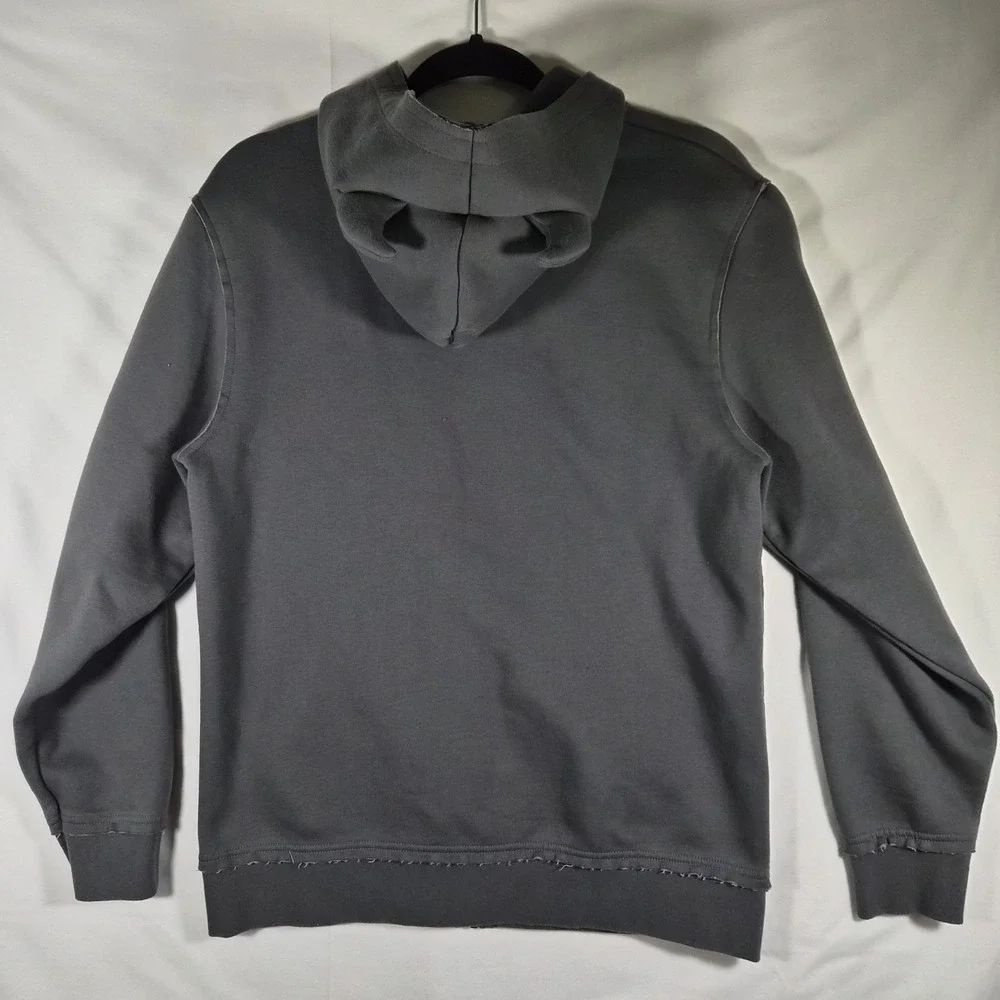 Broken Promises Men's Small Gray Distressed Graphic Full Zip Hoodie Goth Grunge